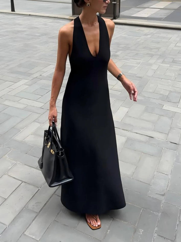 Robe longue dos nu Erica à décolleté en V plongeant