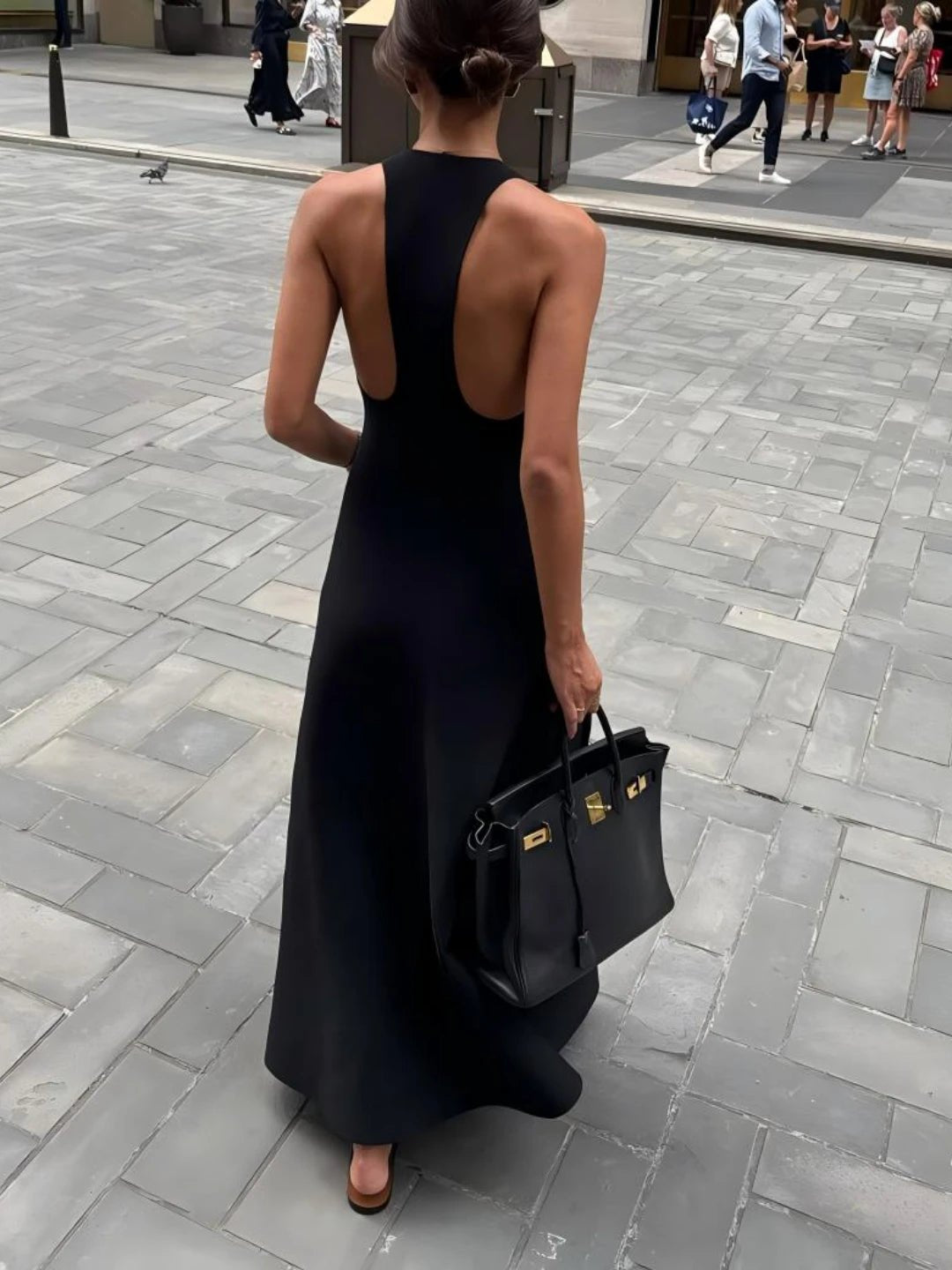 Robe longue dos nu Erica à décolleté en V plongeant
