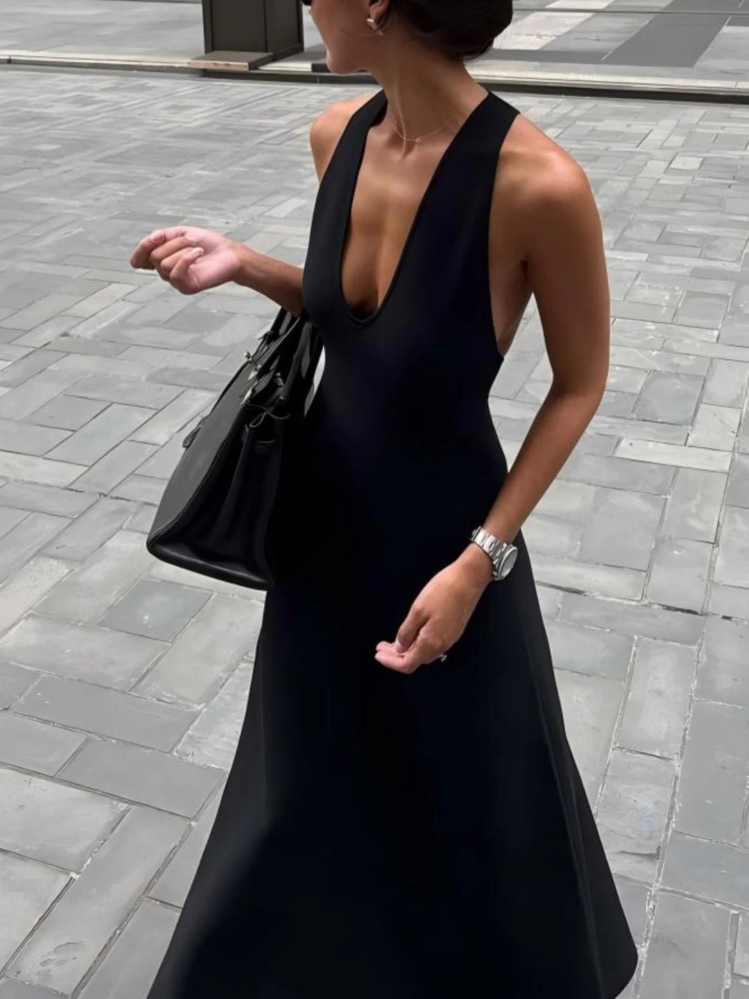Robe longue dos nu Erica à décolleté en V plongeant