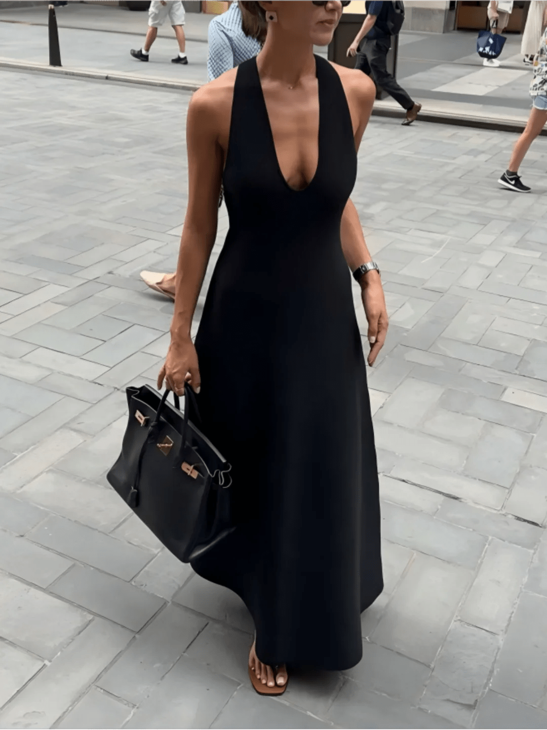 Robe longue dos nu Erica à décolleté en V plongeant