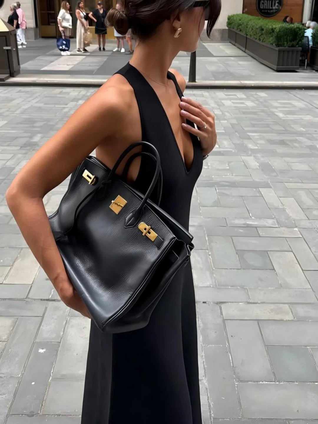 Robe longue dos nu Erica à décolleté en V plongeant