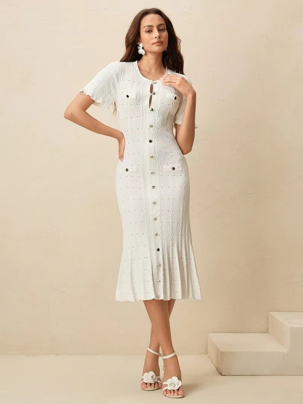 Robe midi en maille boutonnée sur le devant Erlinda