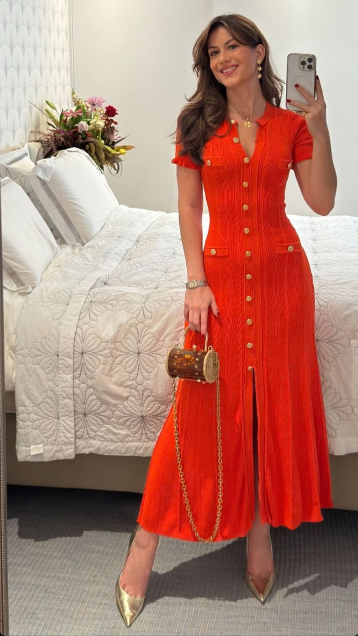 Robe midi en maille boutonnée sur le devant Erlinda