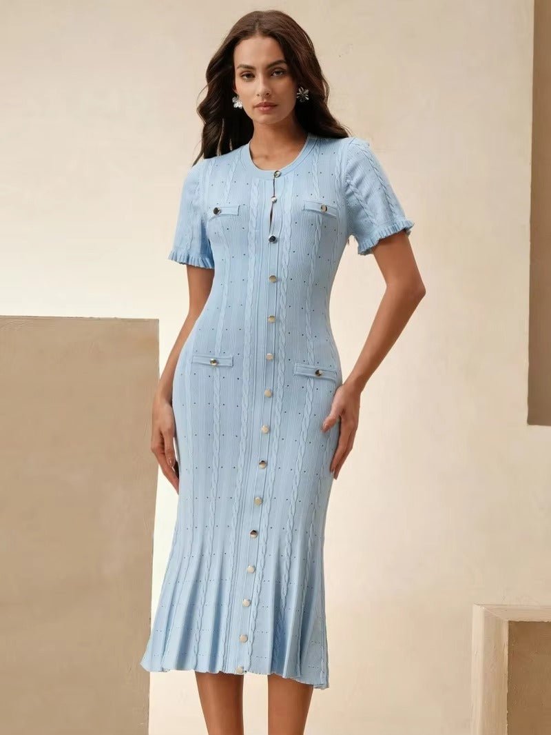 Robe midi en maille boutonnée sur le devant Erlinda