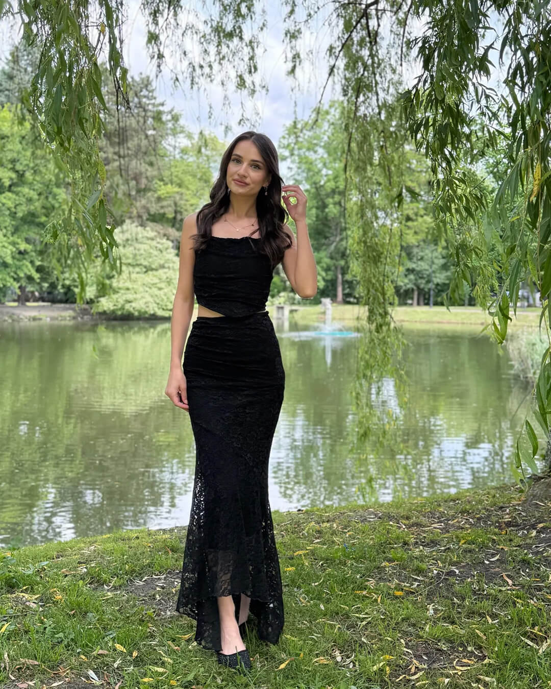 Ensemble jupe longue en dentelle Esmeralda