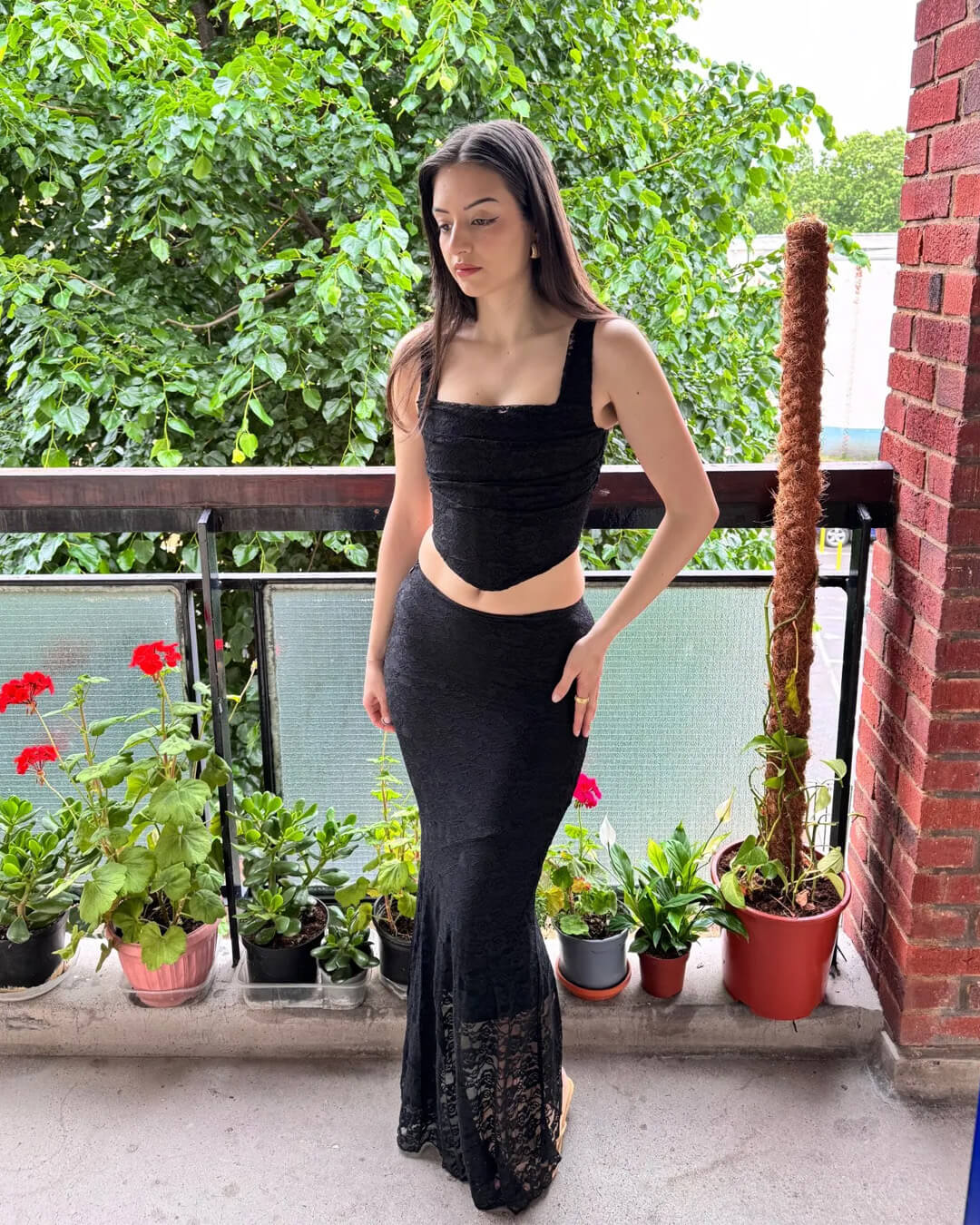 Ensemble jupe longue en dentelle Esmeralda
