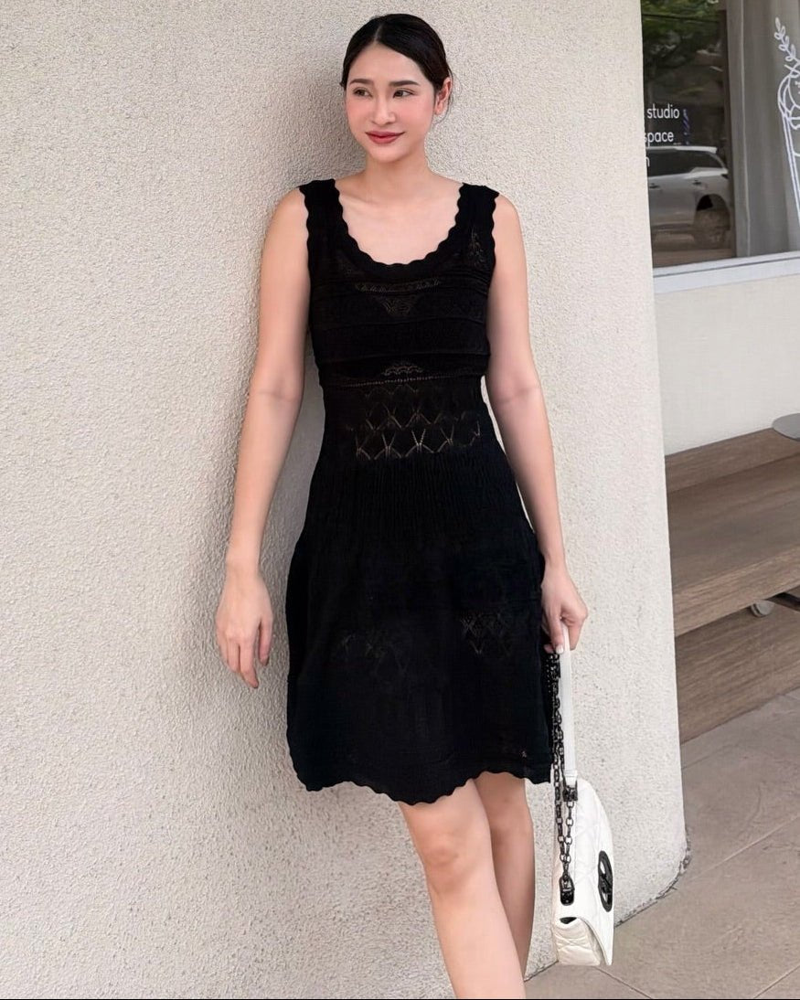 Robe midi en maille ajourée Esther