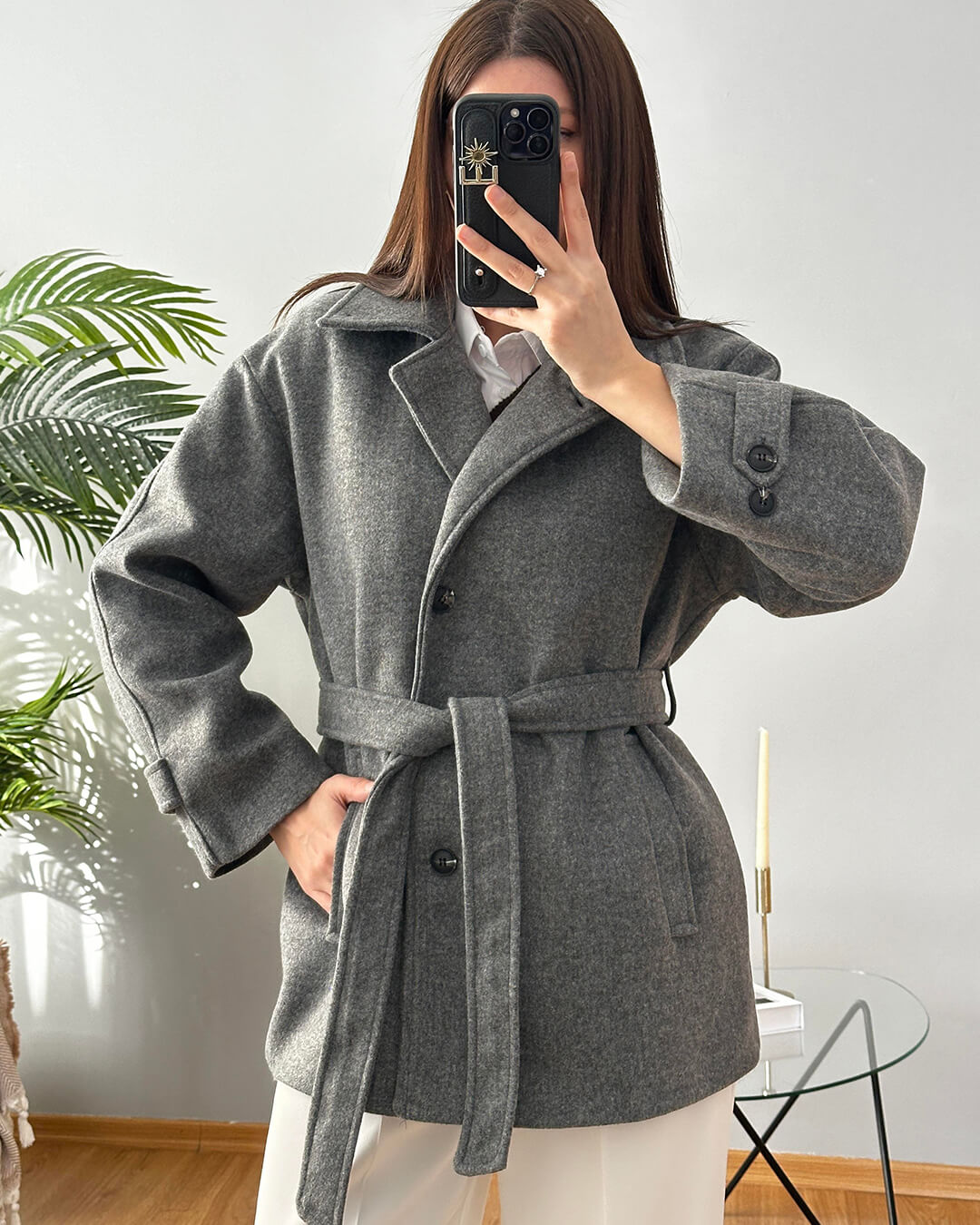 Manteau Felly en fausse laine avec ceinture