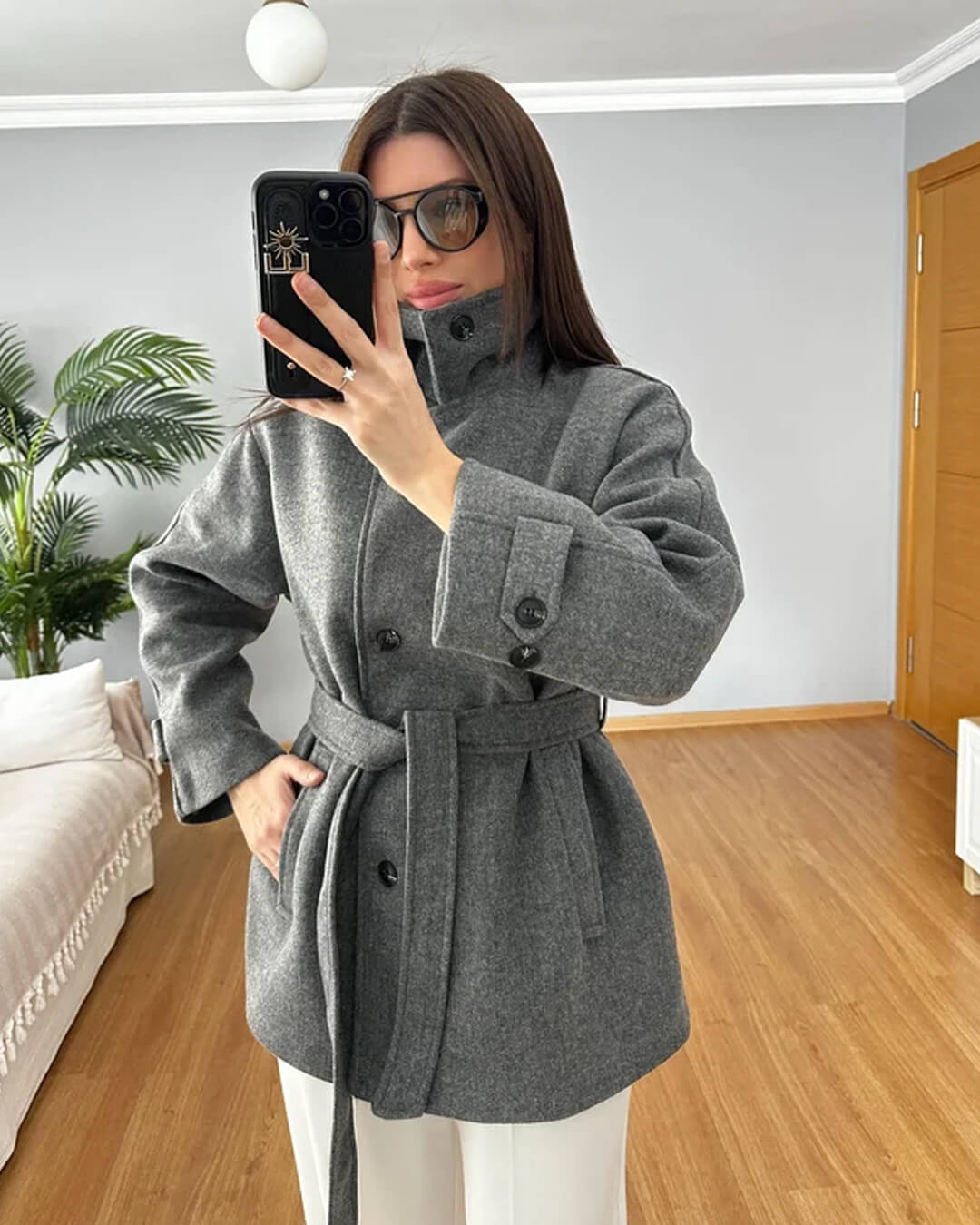Manteau Felly en fausse laine avec ceinture