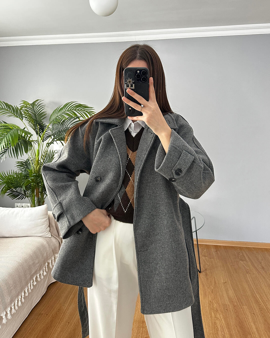 Manteau Felly en fausse laine avec ceinture