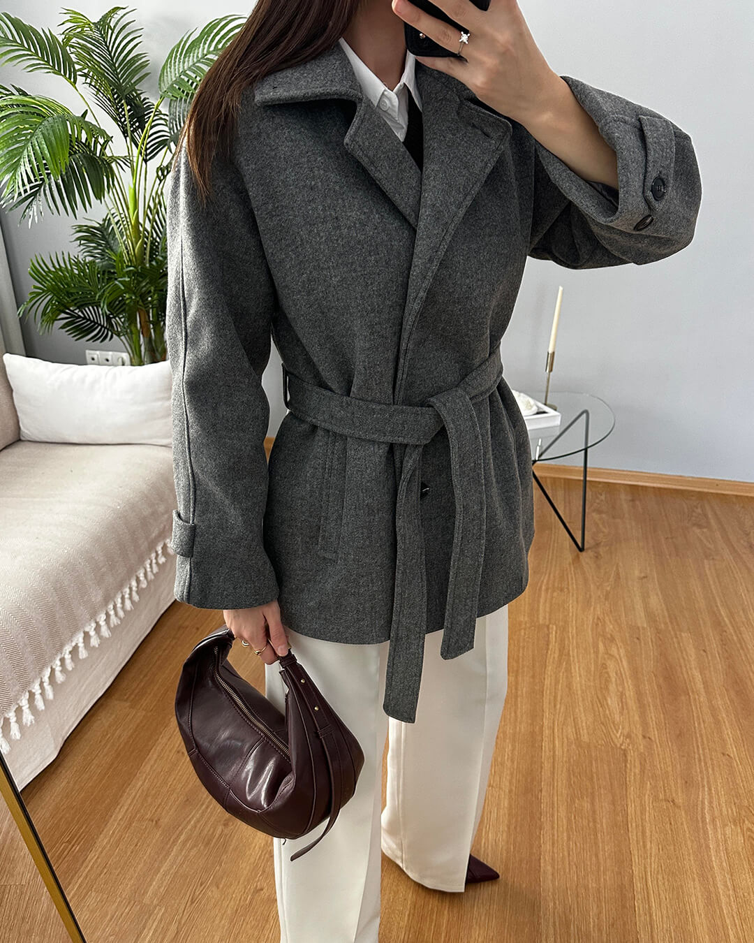 Manteau Felly en fausse laine avec ceinture