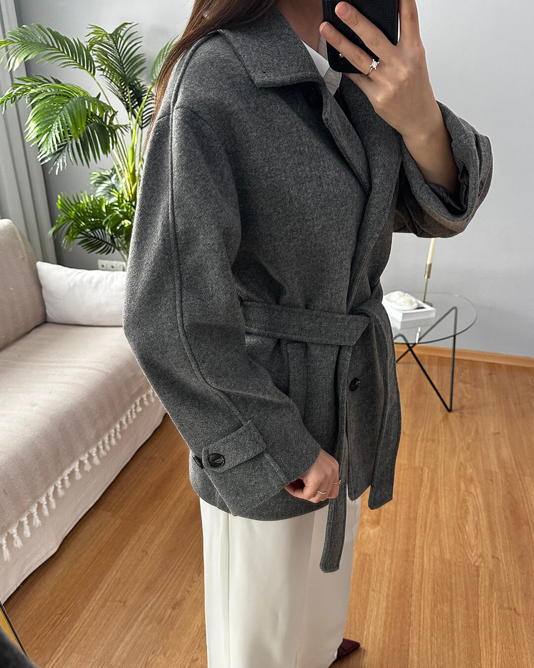 Manteau Felly en fausse laine avec ceinture