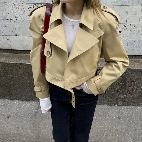 Veste trench courte kaki Fern