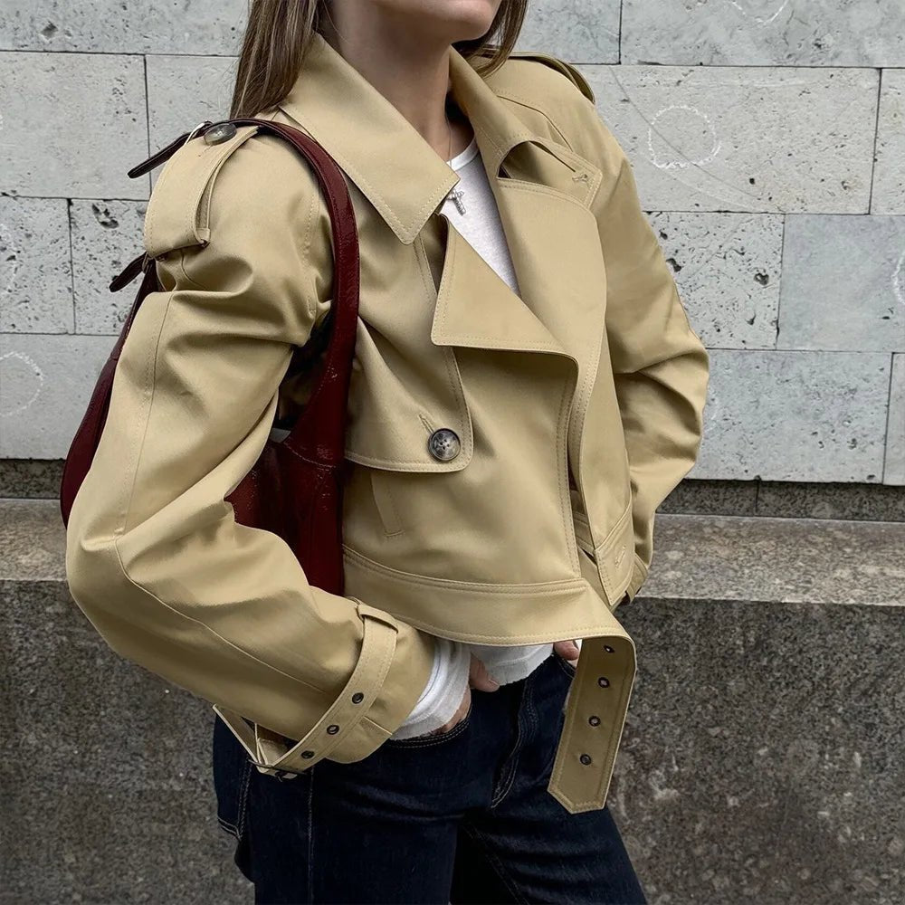 Veste trench courte kaki Fern