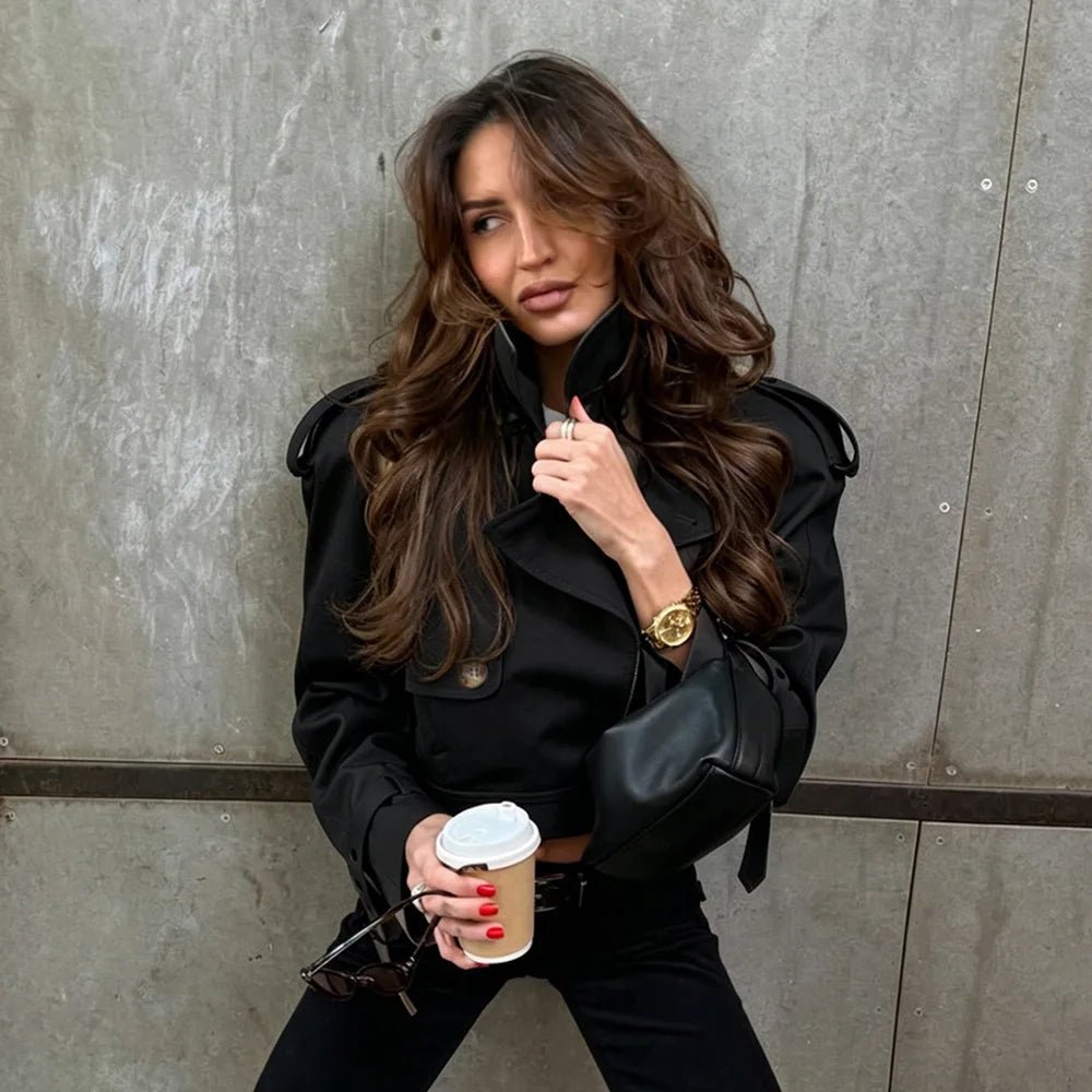 Veste trench courte kaki Fern