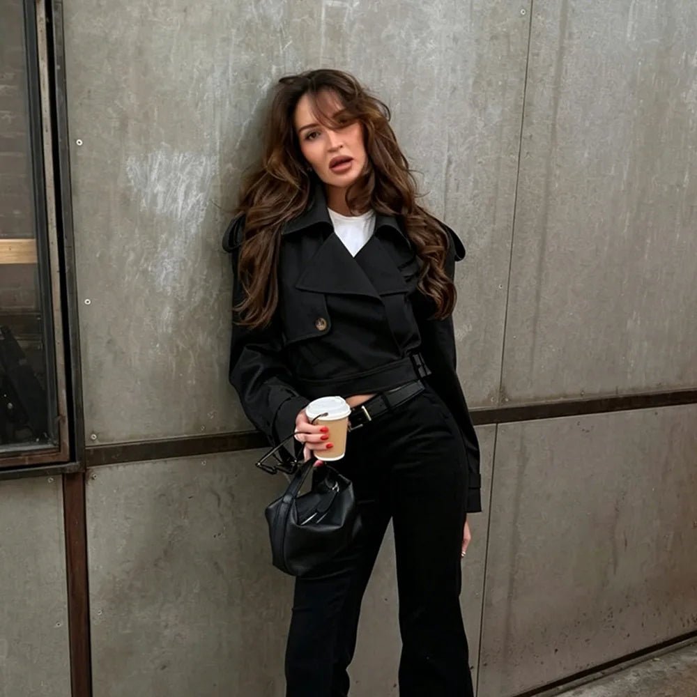 Veste trench courte kaki Fern