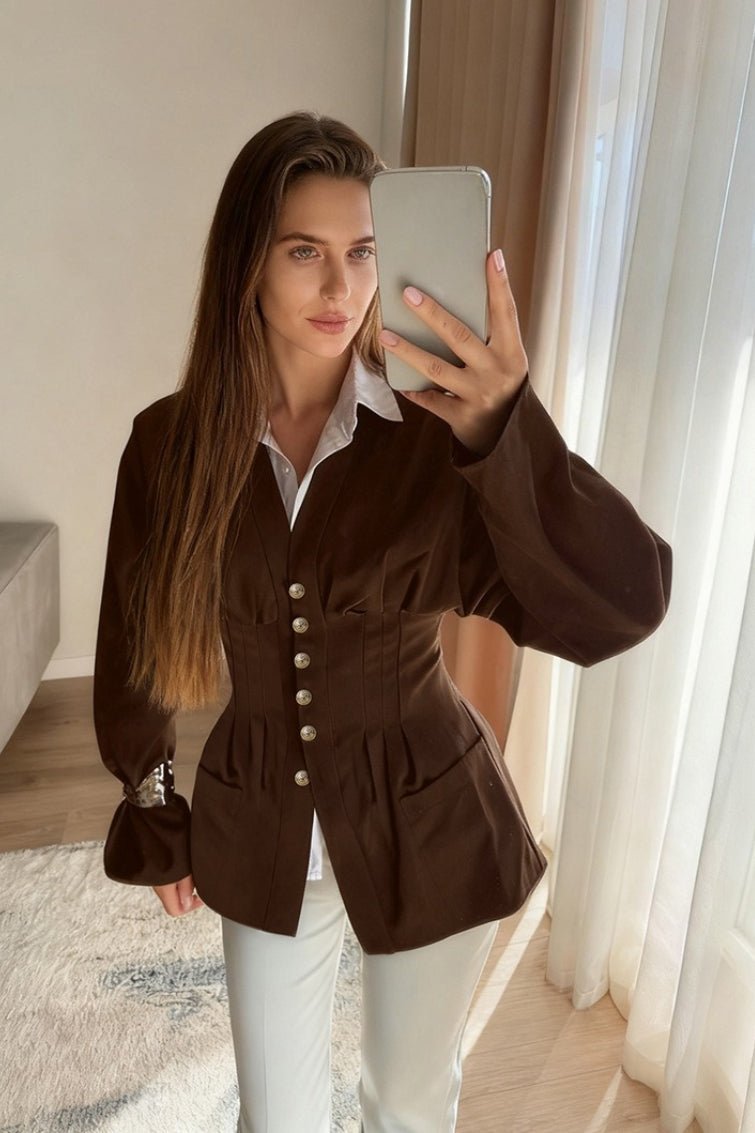 Blazer Fiona ajusté à plis et taille vintage