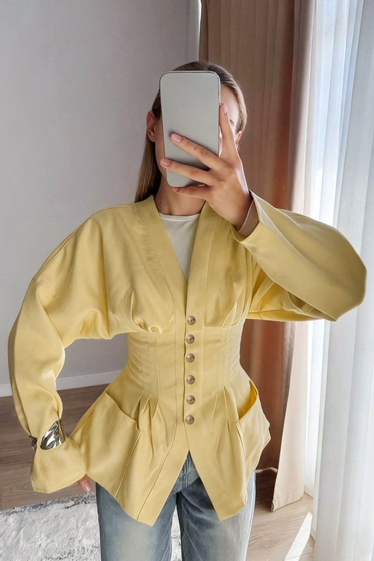 Blazer Fiona ajusté à plis et taille vintage