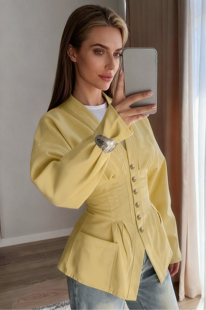 Blazer Fiona ajusté à plis et taille vintage