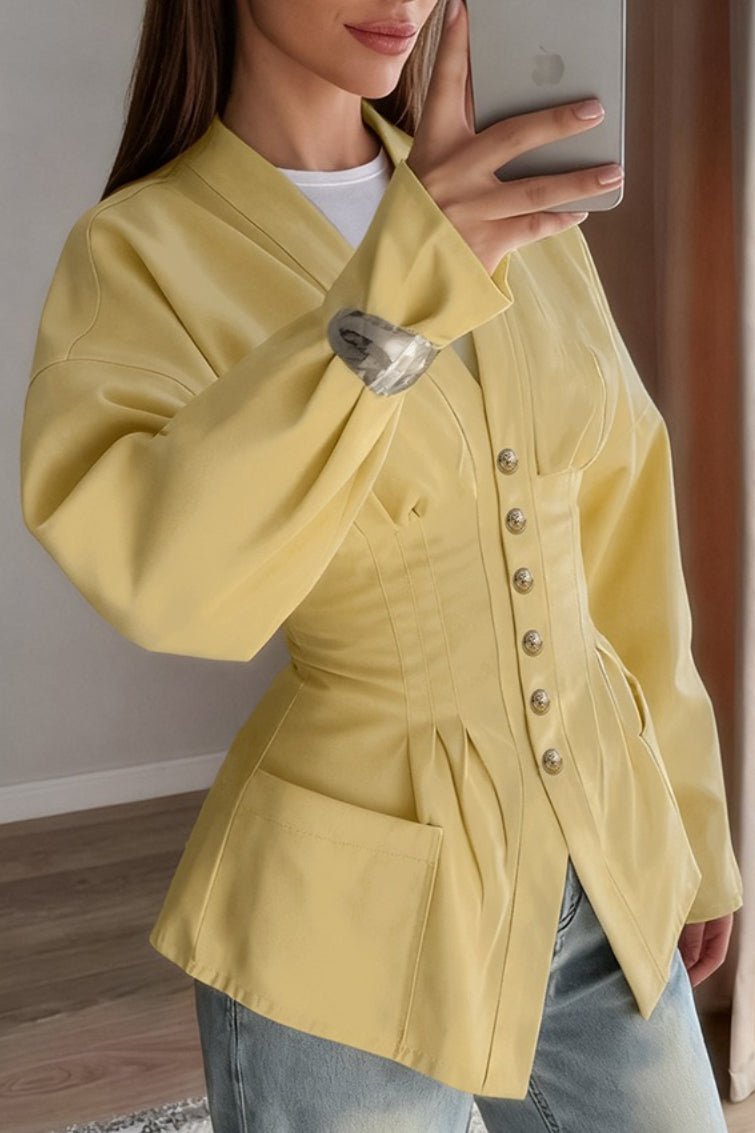 Blazer Fiona ajusté à plis et taille vintage