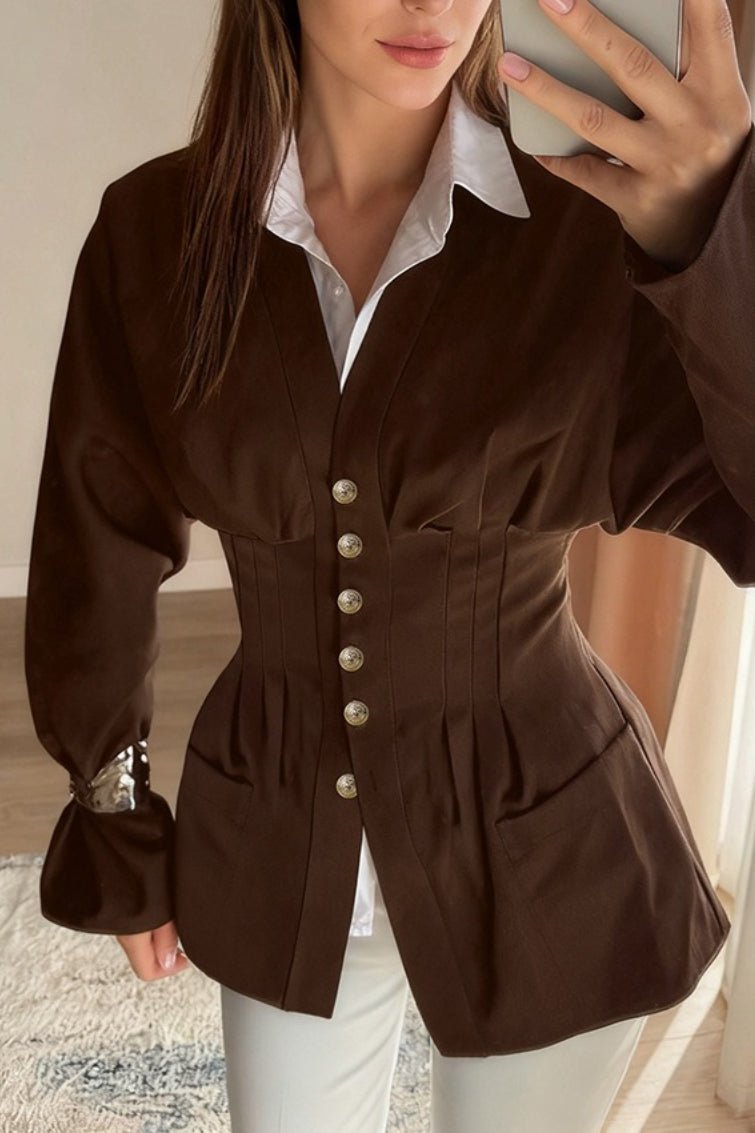Blazer Fiona ajusté à plis et taille vintage