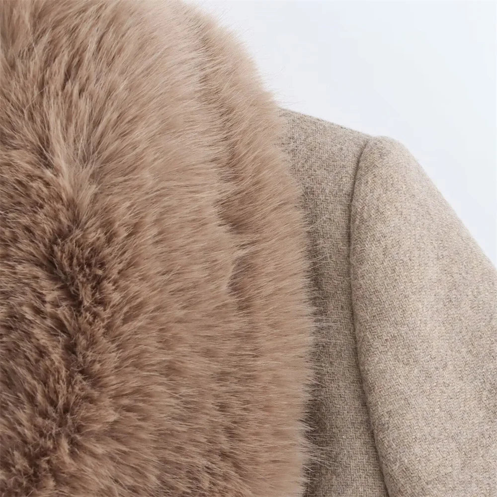 Flora Faux Fur Collar Maxi Coat
