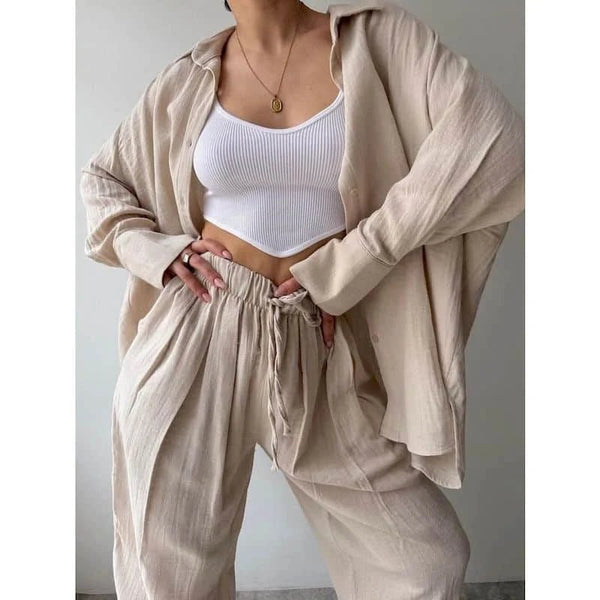 Ensemble Frances avec haut à manches longues à revers et pantalon