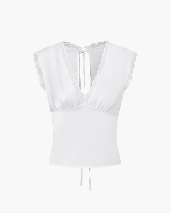 Top en satin Francesca à décolleté plongeant