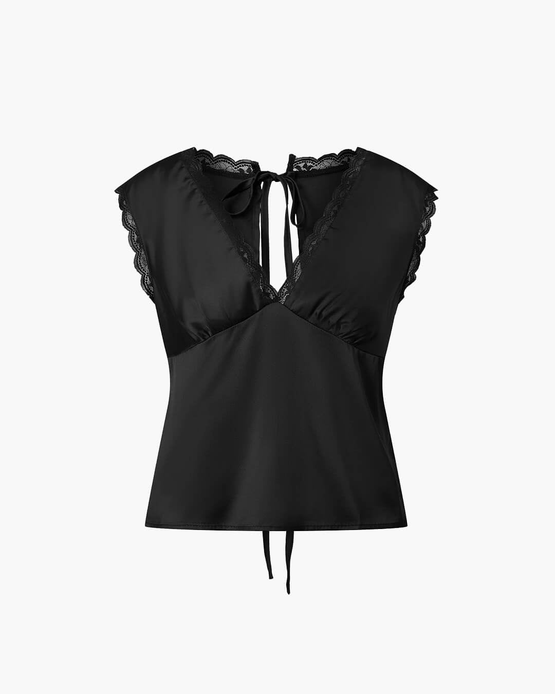 Top en satin Francesca à décolleté plongeant