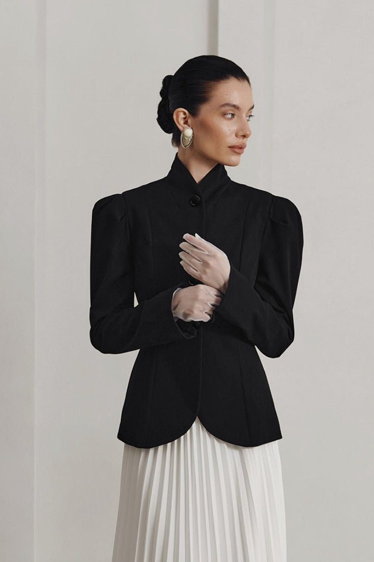 Blazer évasé à col montant français