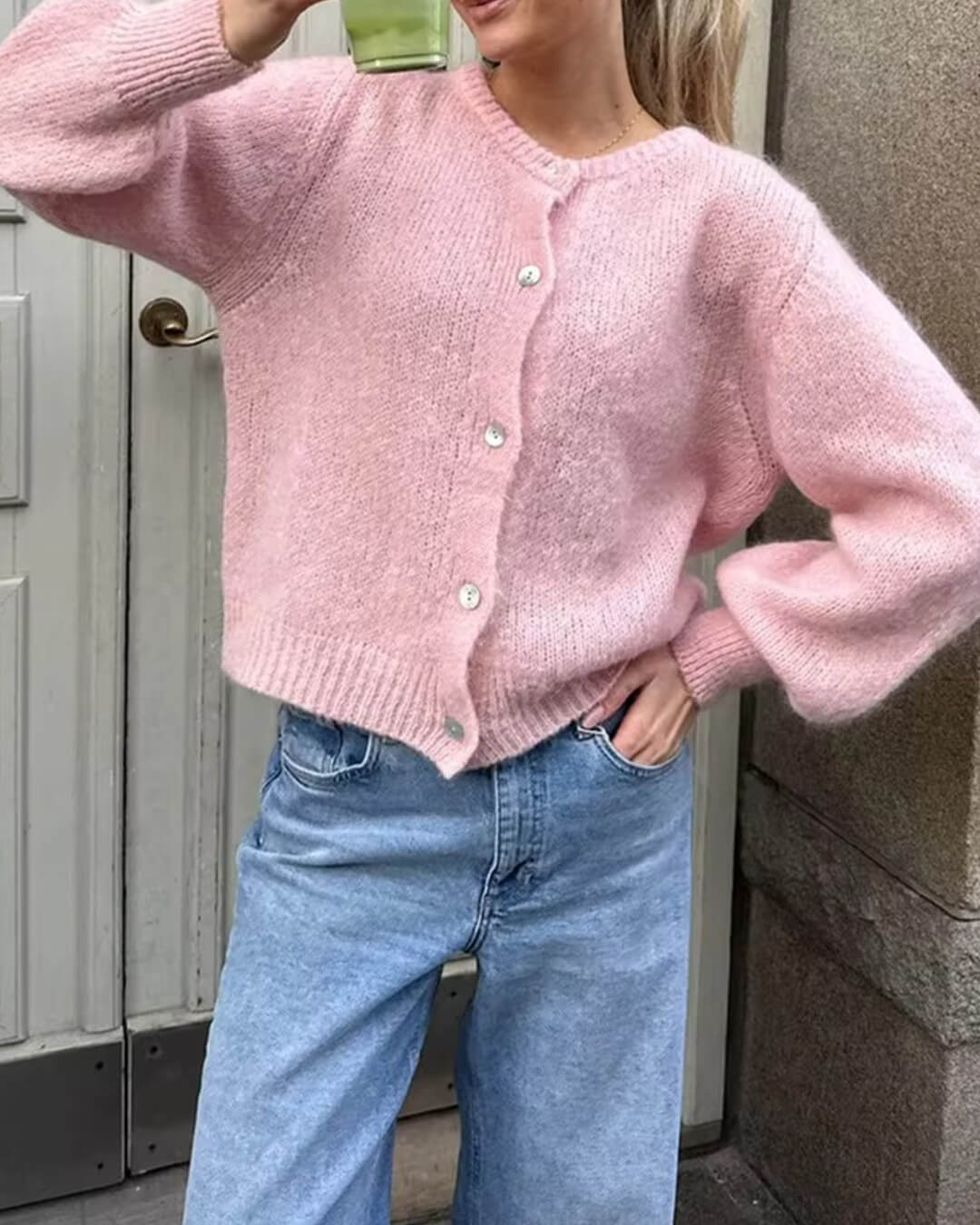 Gilet cardigan en maille duveteuse Freya
