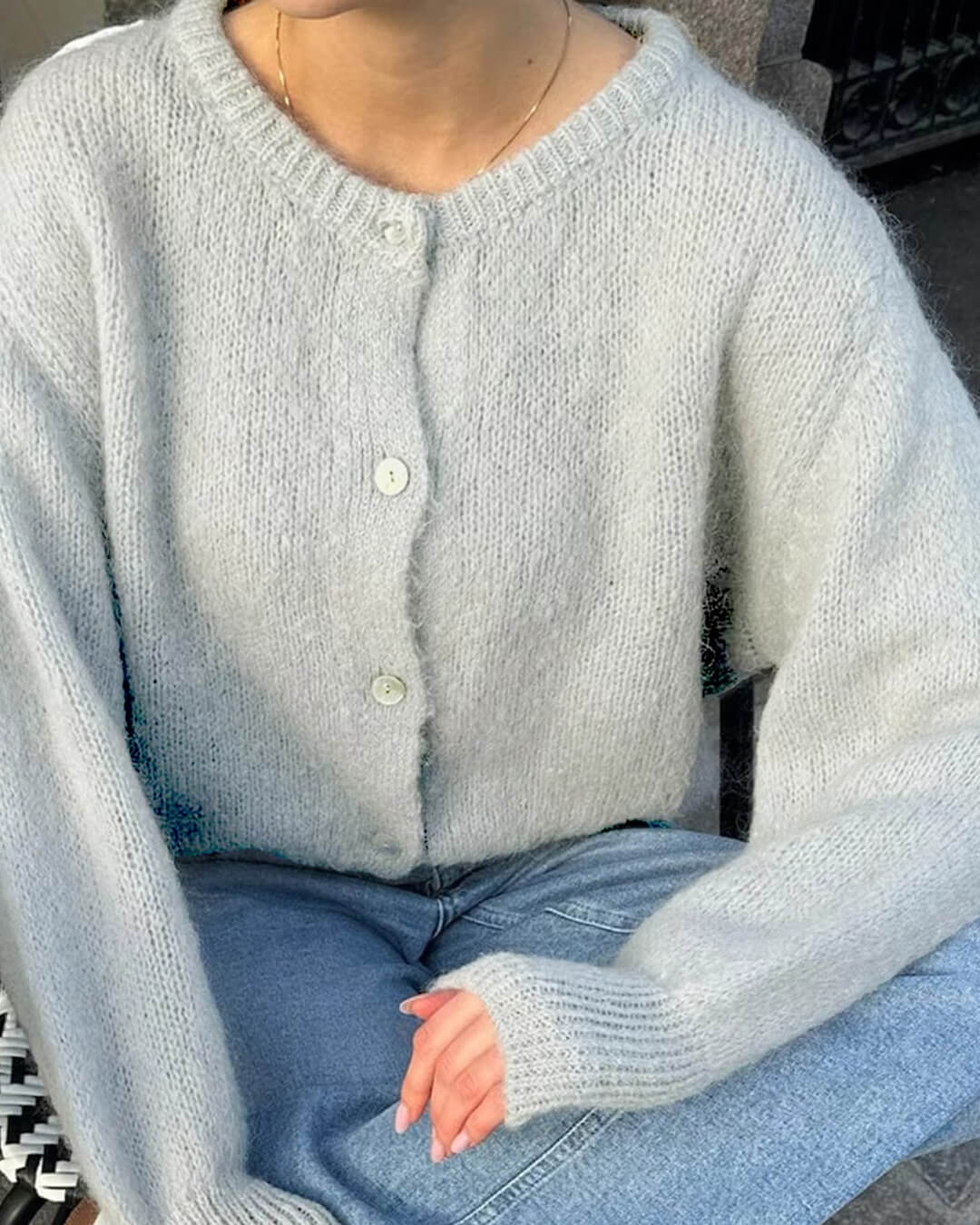 Gilet cardigan en maille duveteuse Freya
