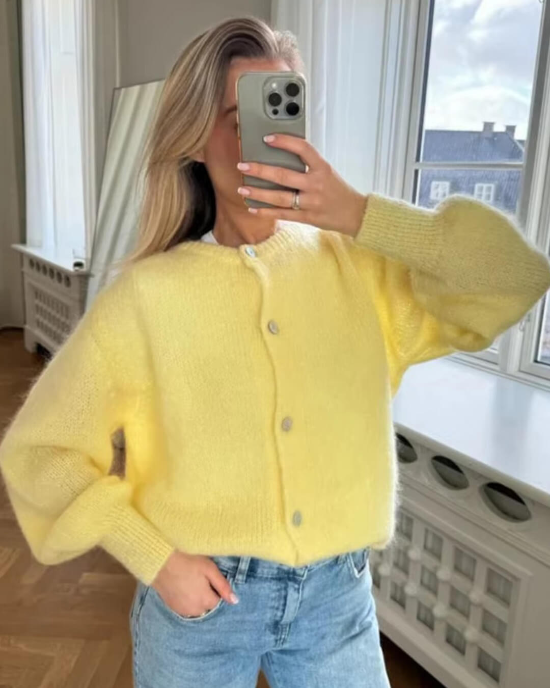 Gilet cardigan en maille duveteuse Freya