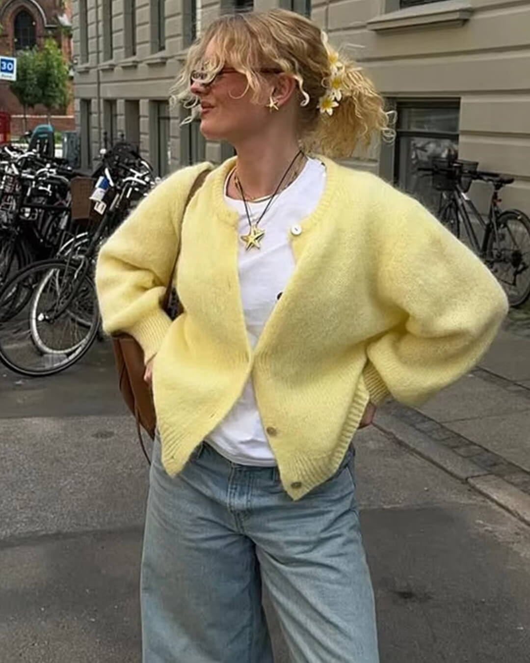 Gilet cardigan en maille duveteuse Freya