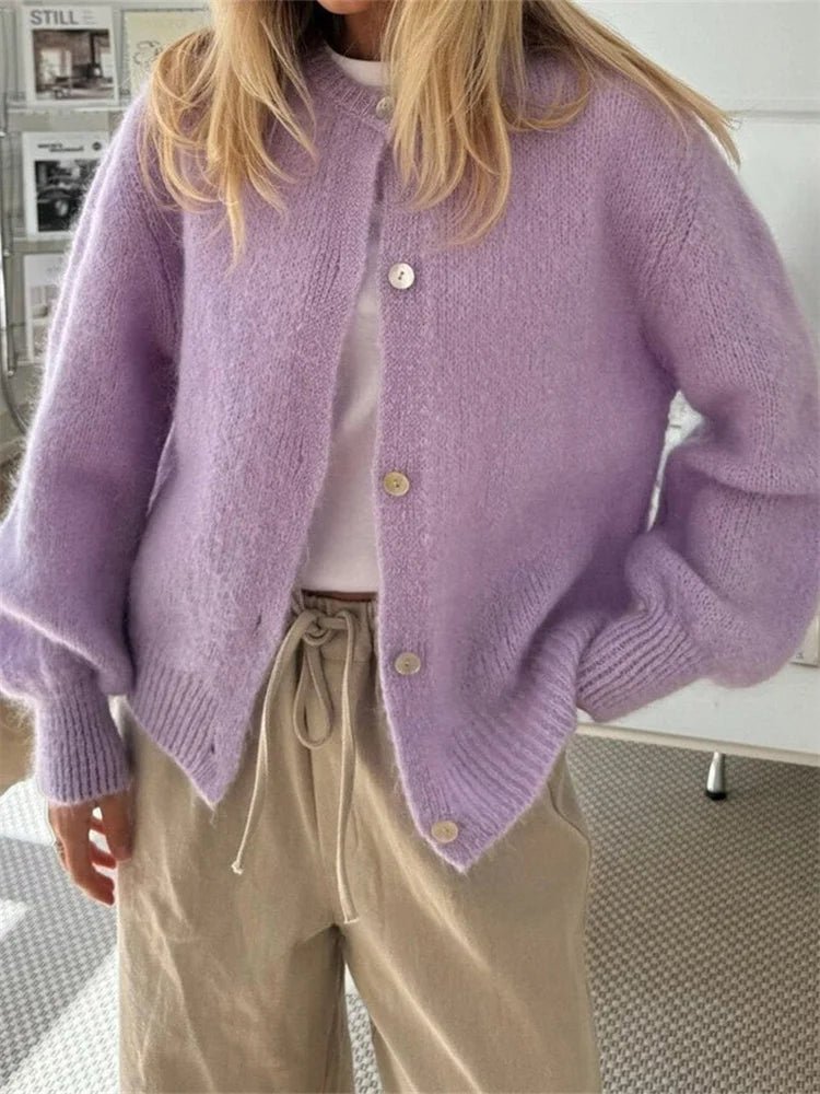 Gilet cardigan en maille duveteuse Freya