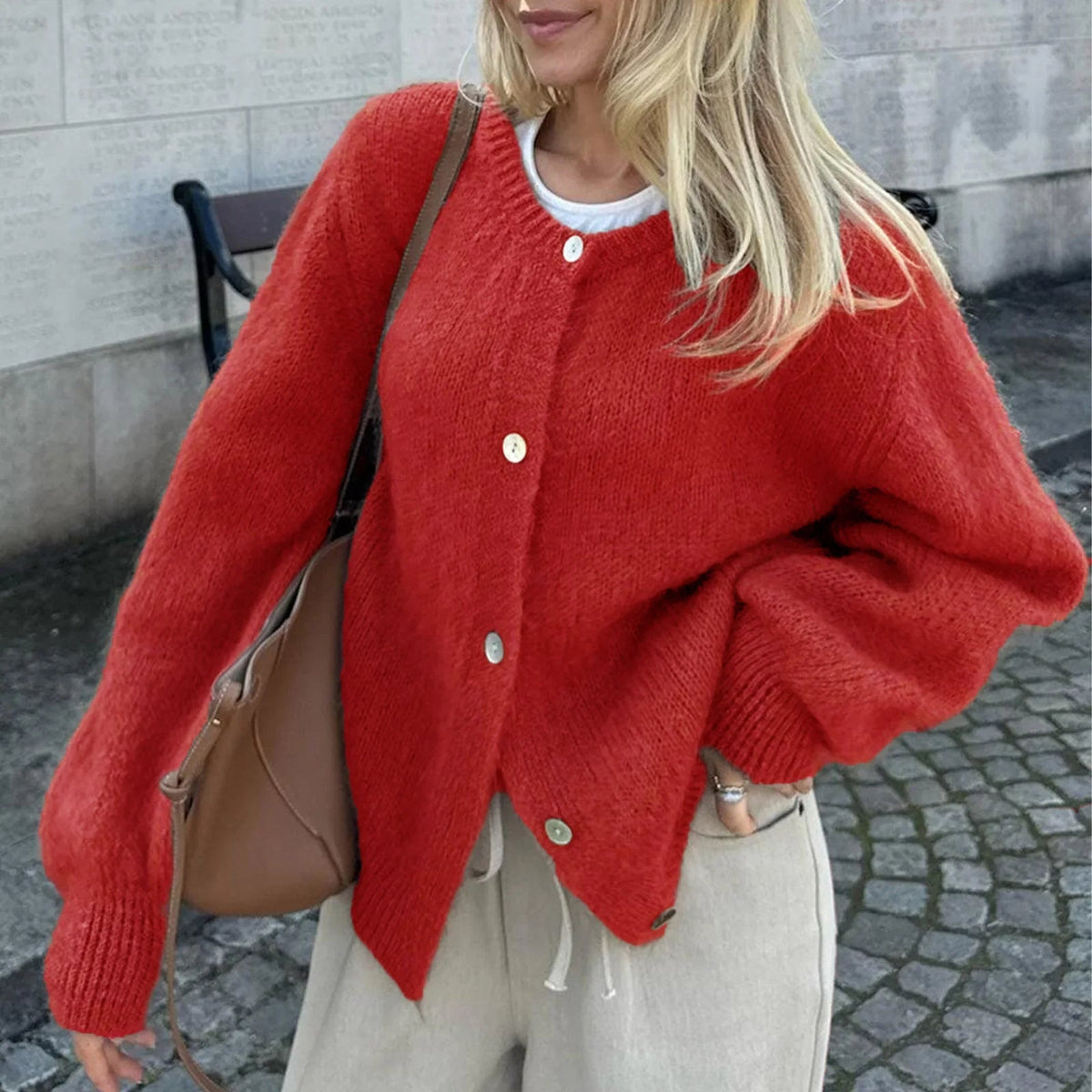 Gilet cardigan en maille duveteuse Freya