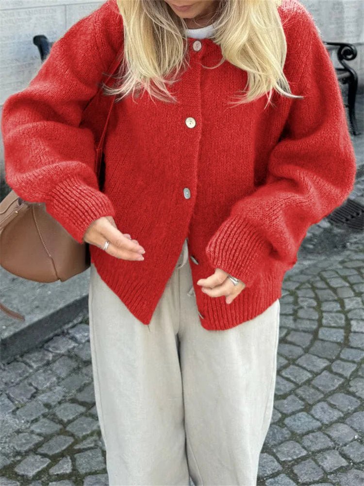 Gilet cardigan en maille duveteuse Freya