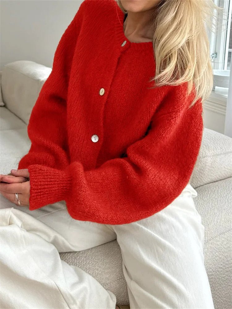 Gilet cardigan en maille duveteuse Freya