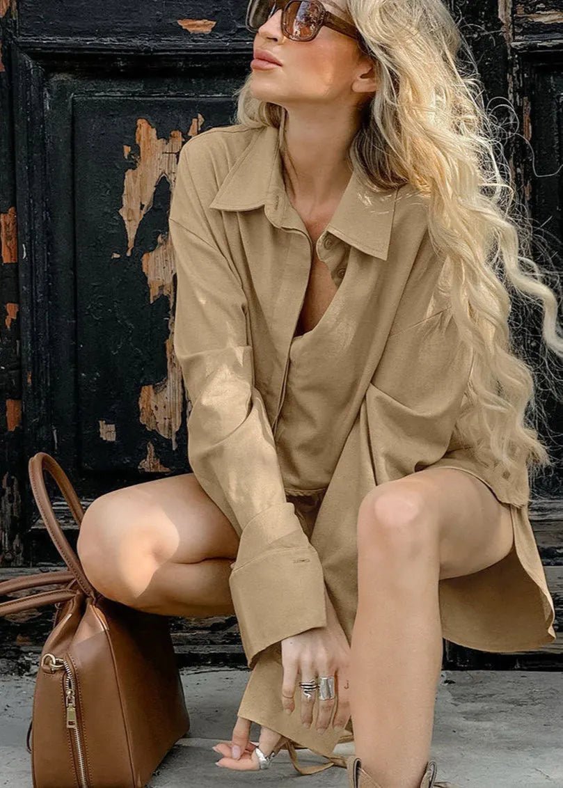 Ensemble Gabrielle avec chemise courte et short à cordon