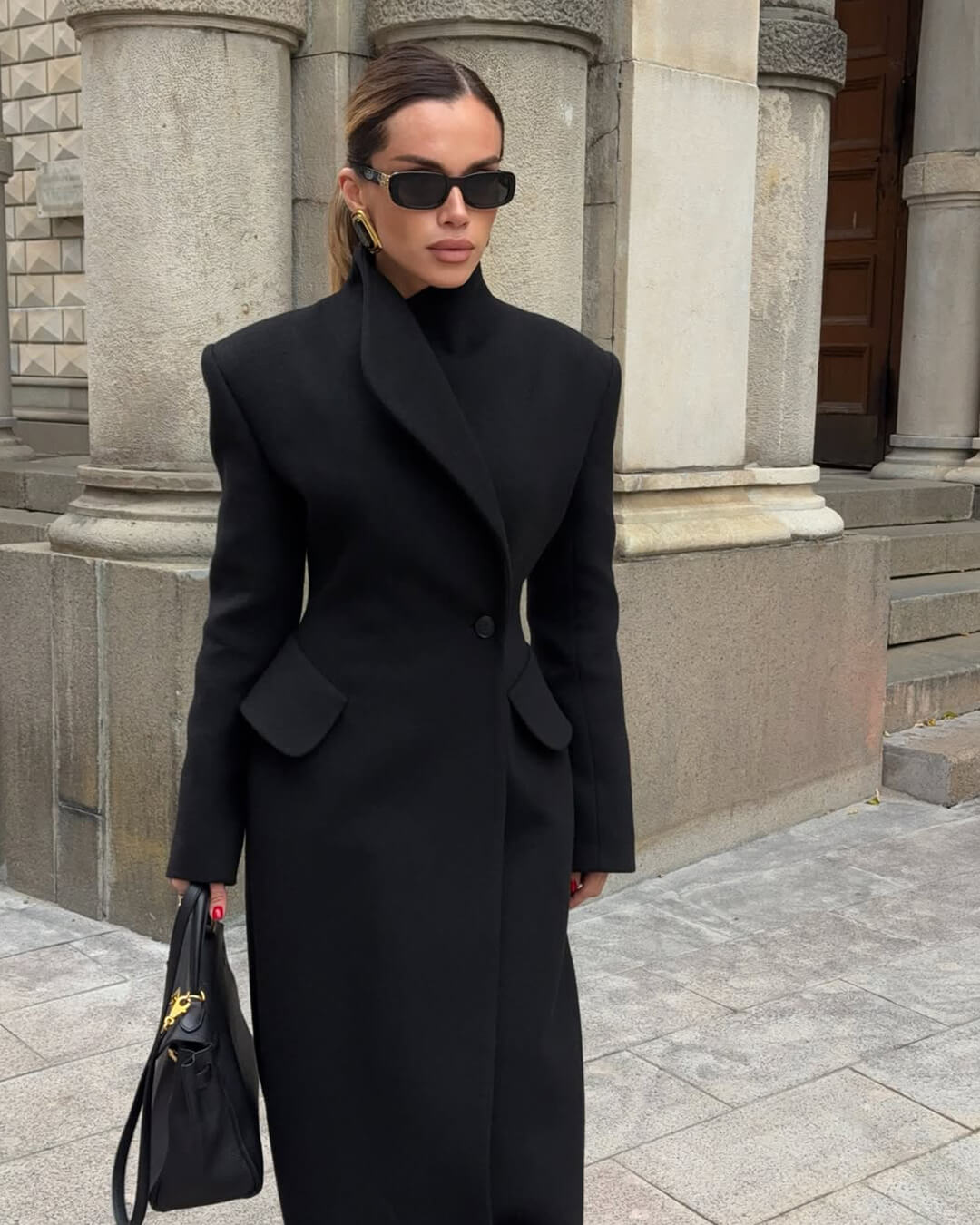 Manteau maxi ajusté Genevieve