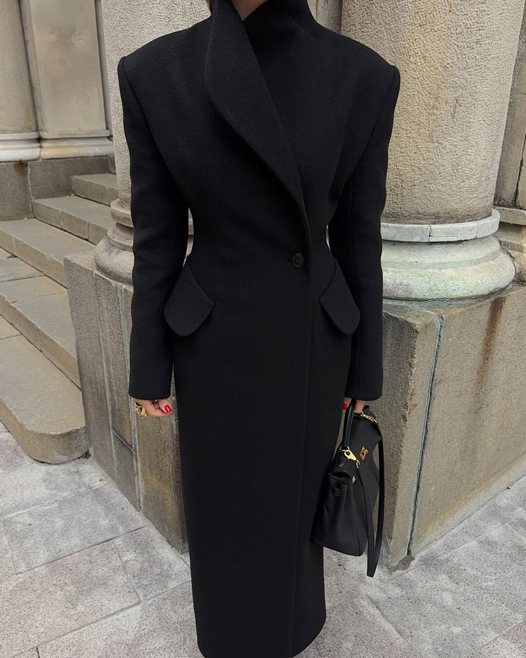 Manteau maxi ajusté Genevieve