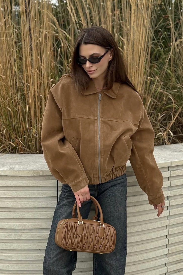 Veste décontractée Genoveva en daim à fermeture zippée