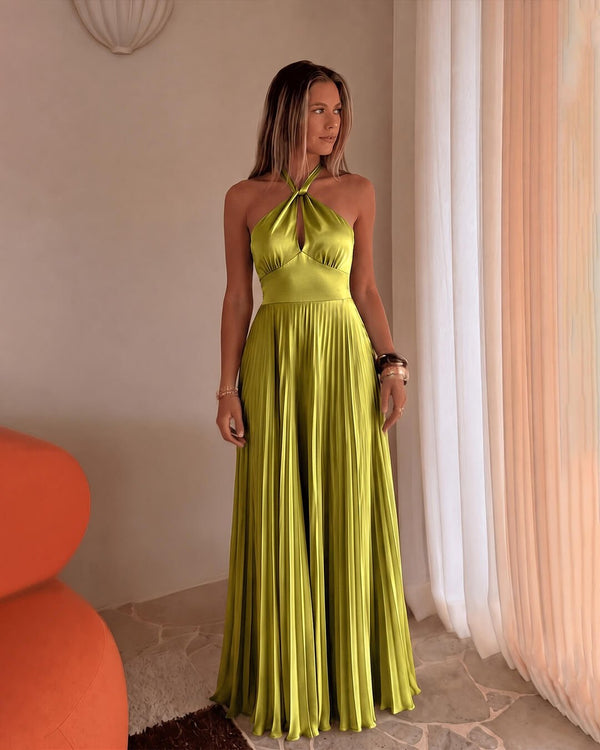 Georgia Halter Pleated Maxi Dress