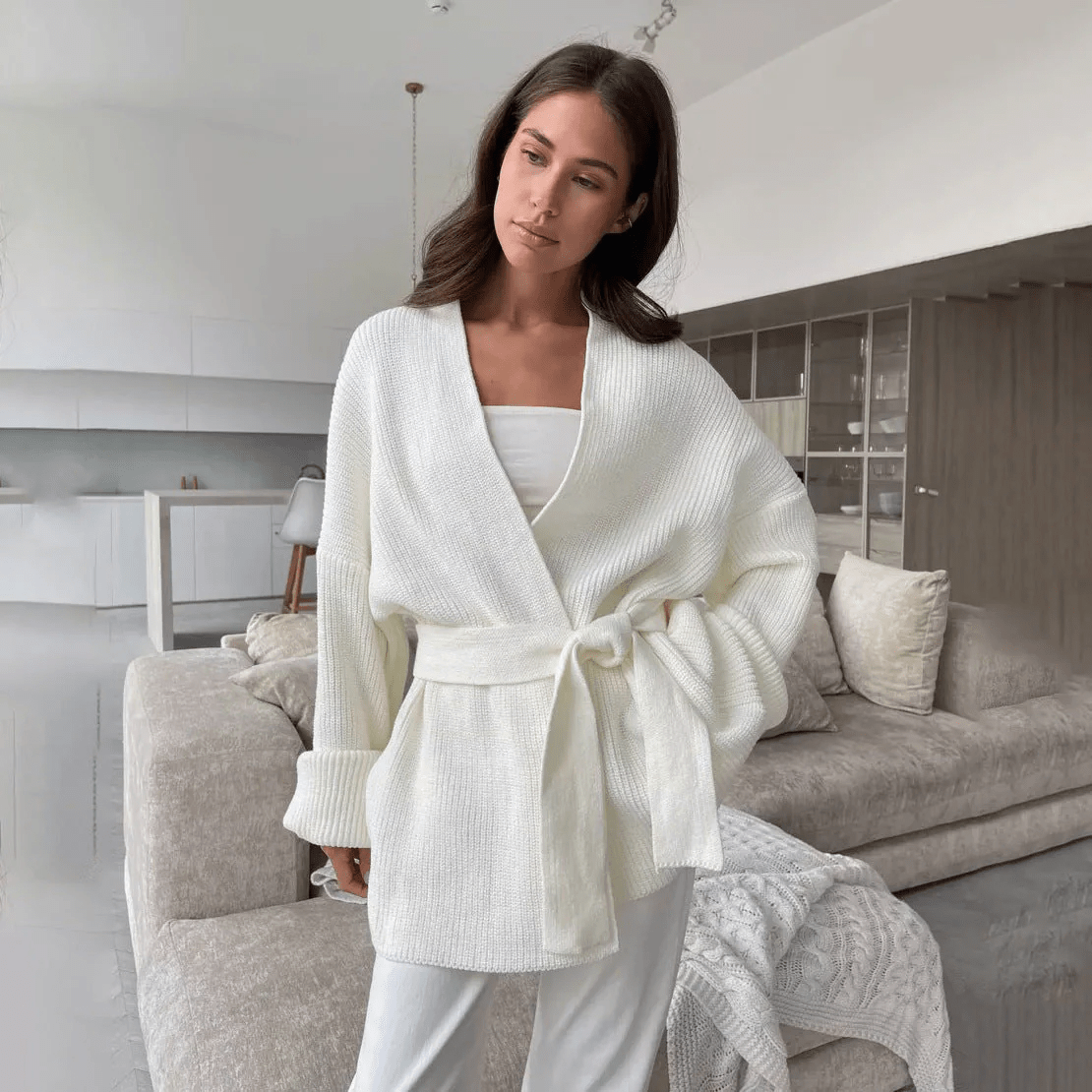 Cardigan portefeuille ceinturé Georgine