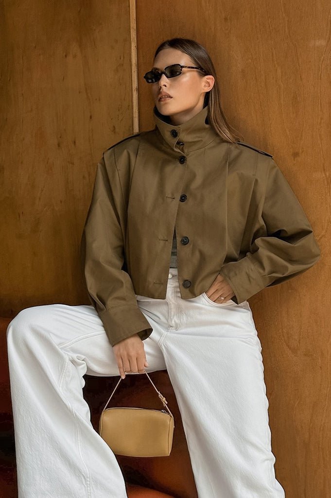 Gina Cropped Pleated Utility Jacket