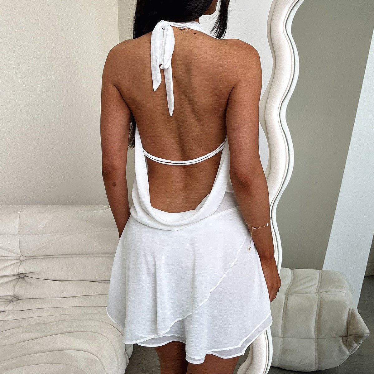 Mini-robe dos nu à col licou Hailey