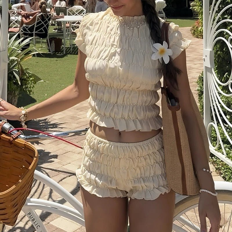 Ensemble Hanna avec short smocké élastiqué