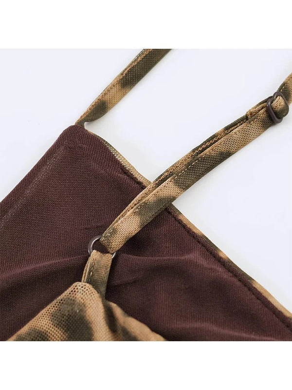 Robe maxi à bretelles imprimée léopard Hannah