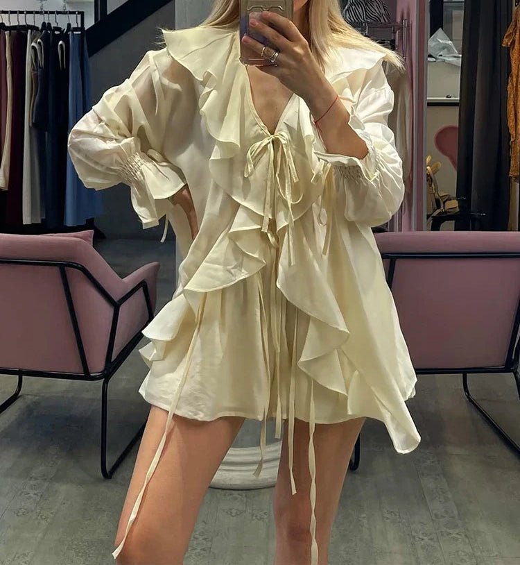 Ensemble Hannah avec haut noué à volants et short