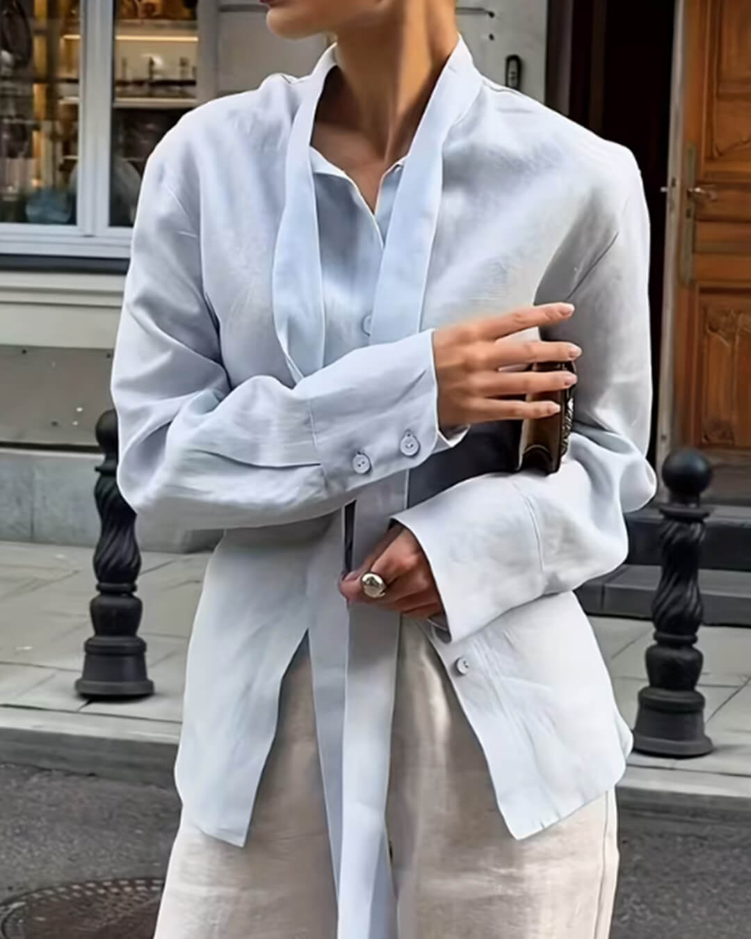 Blouse Harper à manches longues et lien au dos
